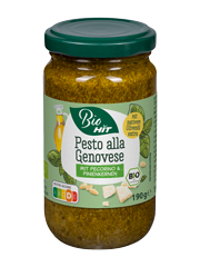 Verpackung Eigenmarke HIT Bio Pesto Genovese Verpackung Eigenmarke HIT Bio Pesto Genovese