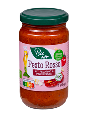 Verpackung Eigenmarke HIT Bio Pesto Rosso Verpackung Eigenmarke HIT Bio Pesto Rosso
