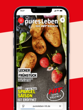 Smartphone mit Titelseite puresLeben