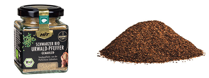 Gourmet HIT Gewürz Bio schwarzer Urwald-Pfeffer gemahlen im Glas Gourmet HIT Gewürz Bio schwarzer Urwald-Pfeffer gemahlen im Glas