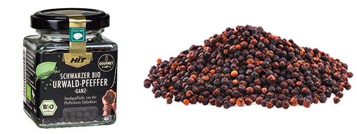 Gourmet HIT Gewürz Bio schwarzer Urwald-Pfeffer ganz im Glas Gourmet HIT Gewürz Bio schwarzer Urwald-Pfeffer ganz im Glas